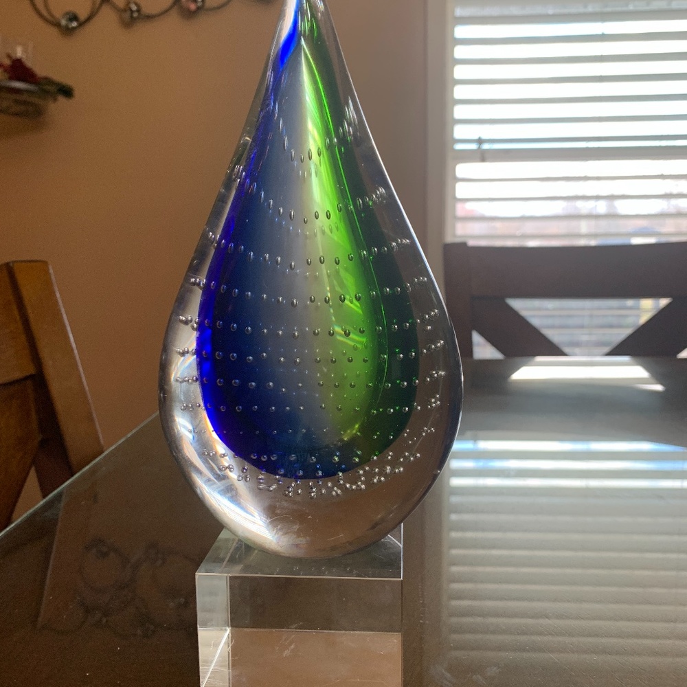 Badash Crystal Teardrop Art Glass Sculpture (Murano Style)